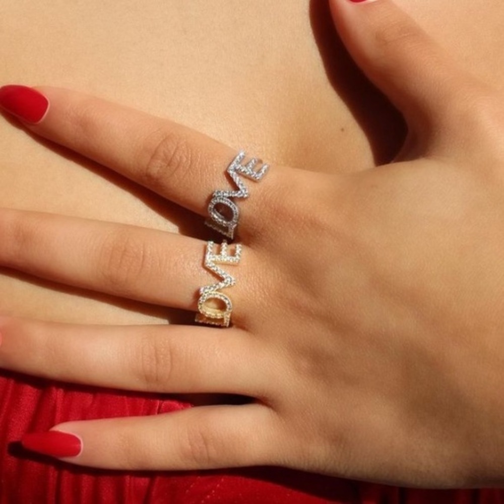 Gold plated over Sterling Silver LOVE Ring sizes 5 6 7 8 9 10 11